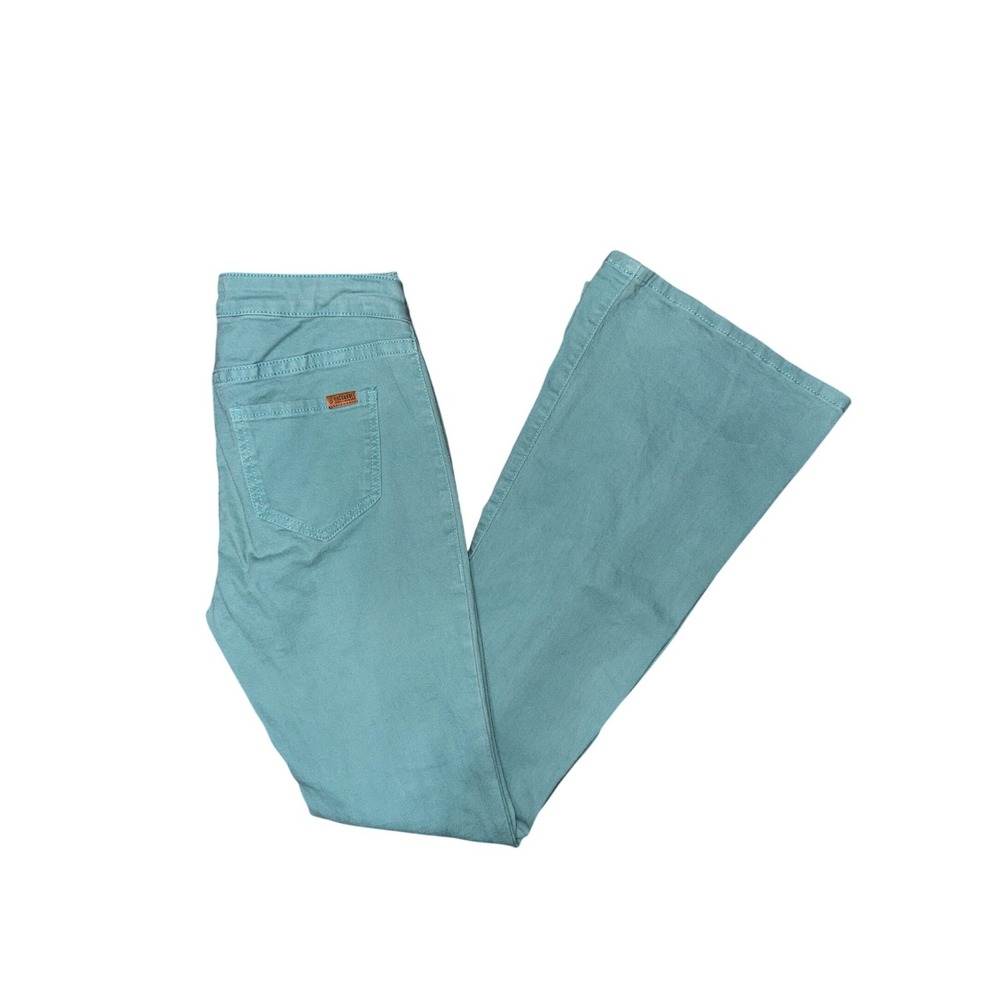 Rock & Roll Teal Bellbottom Bargain Button Flare Jeans Boho Western Cowgirl